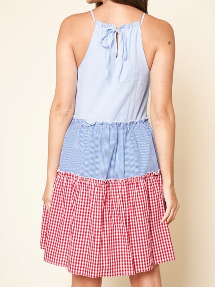 Tiered Gingham Short Dress