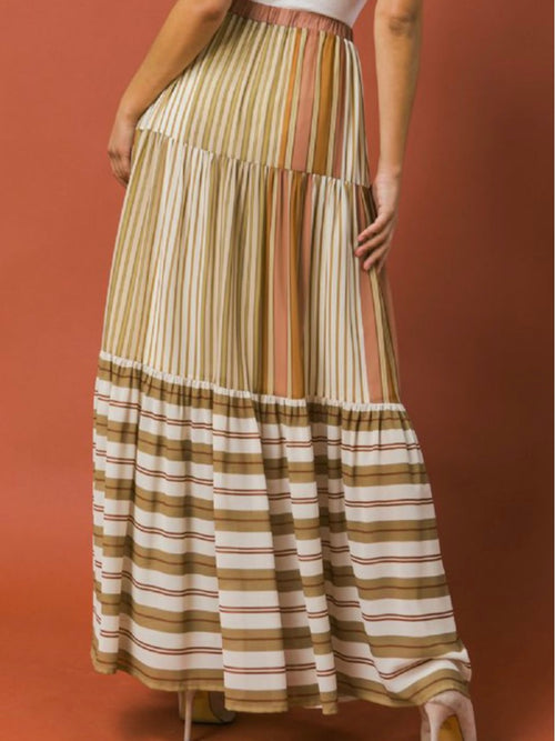 Neutral Stripes Maxi Skirt