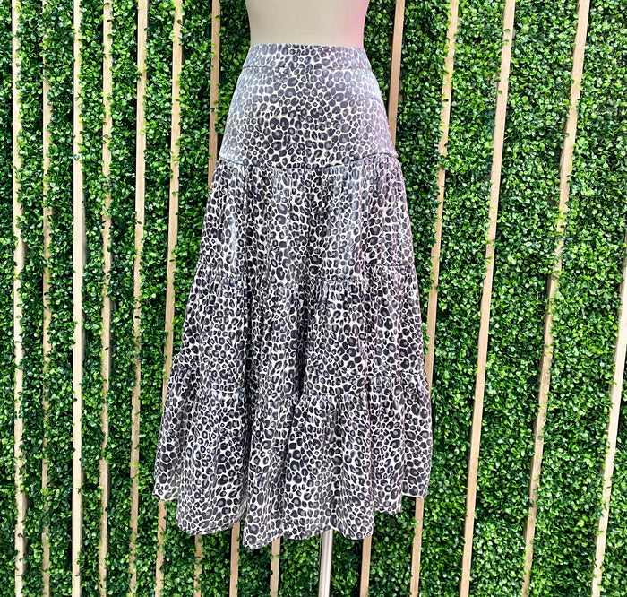 Silver Metallic Midi Skirt