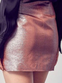 Metallic Side Ruffle Mini Skirt