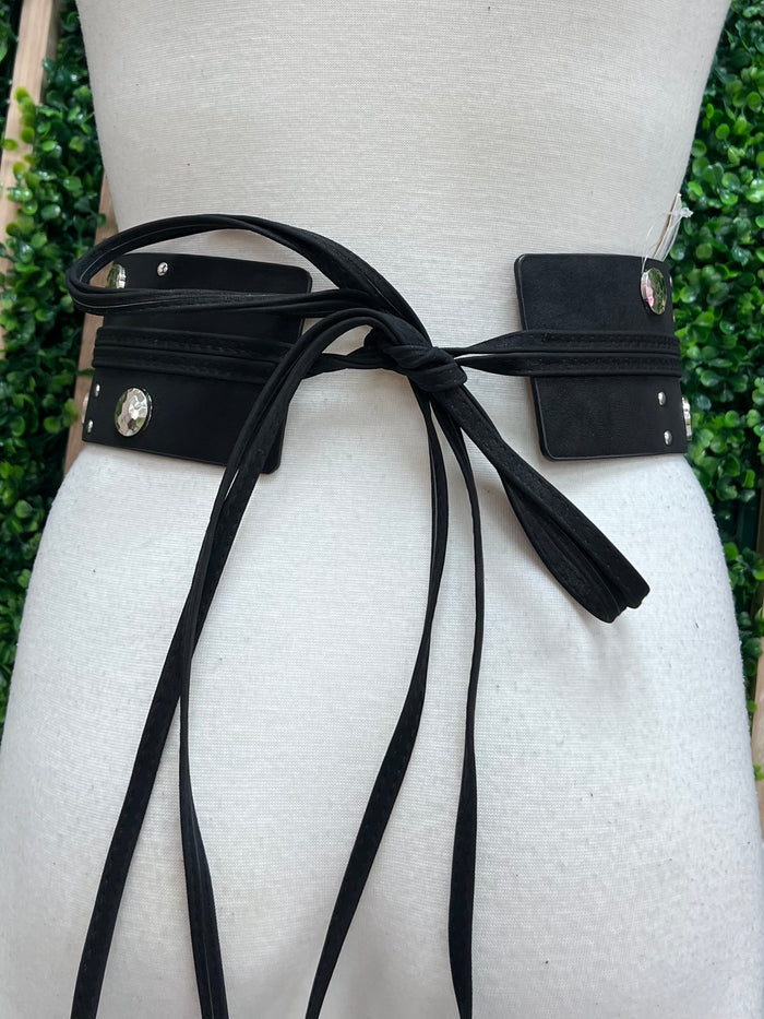 Black Silver Stud Wrap Belt