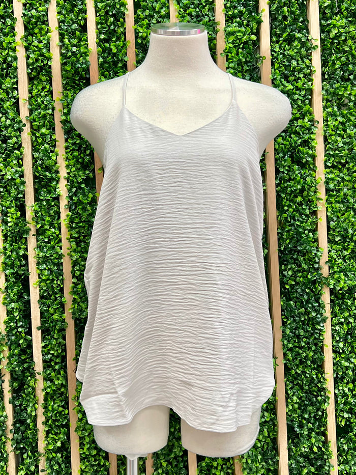Textured Adjustable V Neck Cami