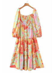 Abstract Floral Bright Maxi Dress
