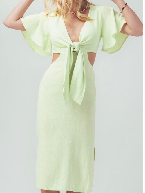 Lime Cutout Midi Dress