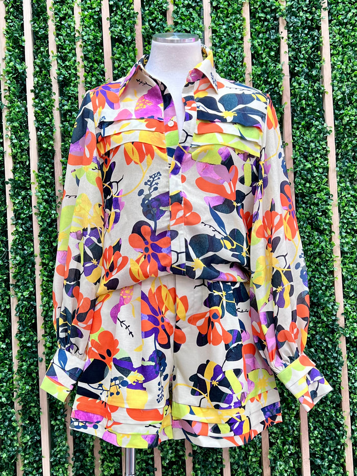 Delicate Lime Orange Floral Blouse