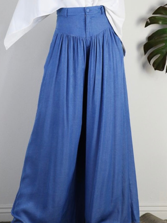 High Waist Denim Palazzo