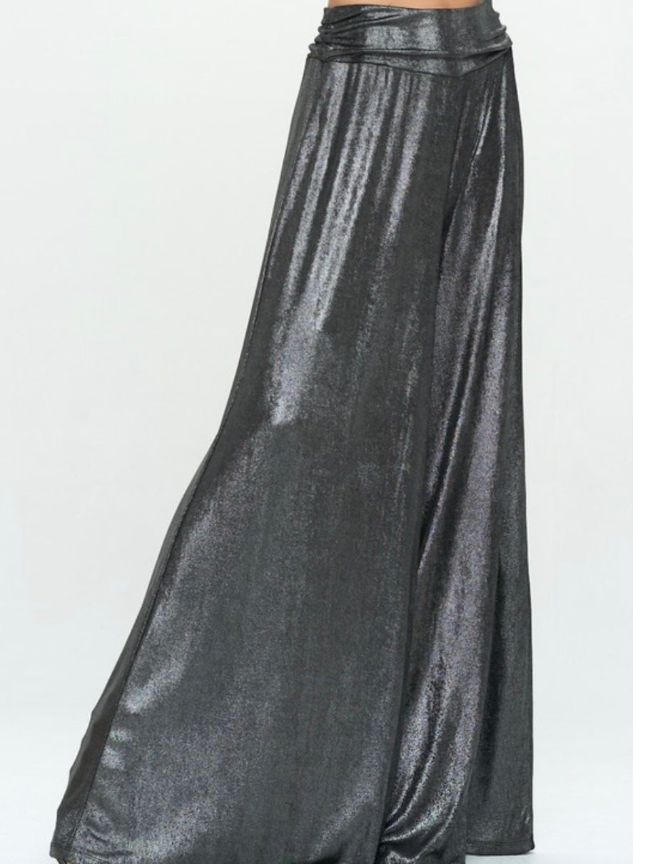 Wide Leg Metallic Pants