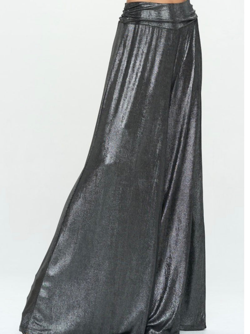 Wide Leg Metallic Pants