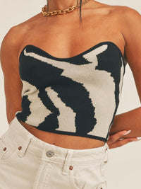 Black Zebra Strapless Crop Top