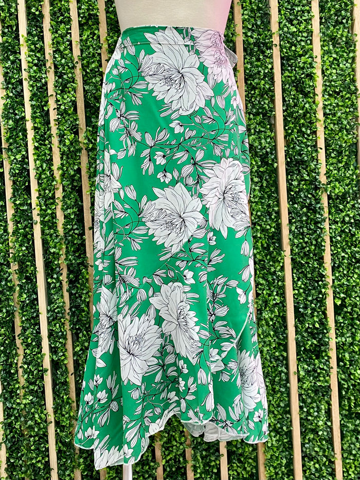 Green Tropical Midi Skirt