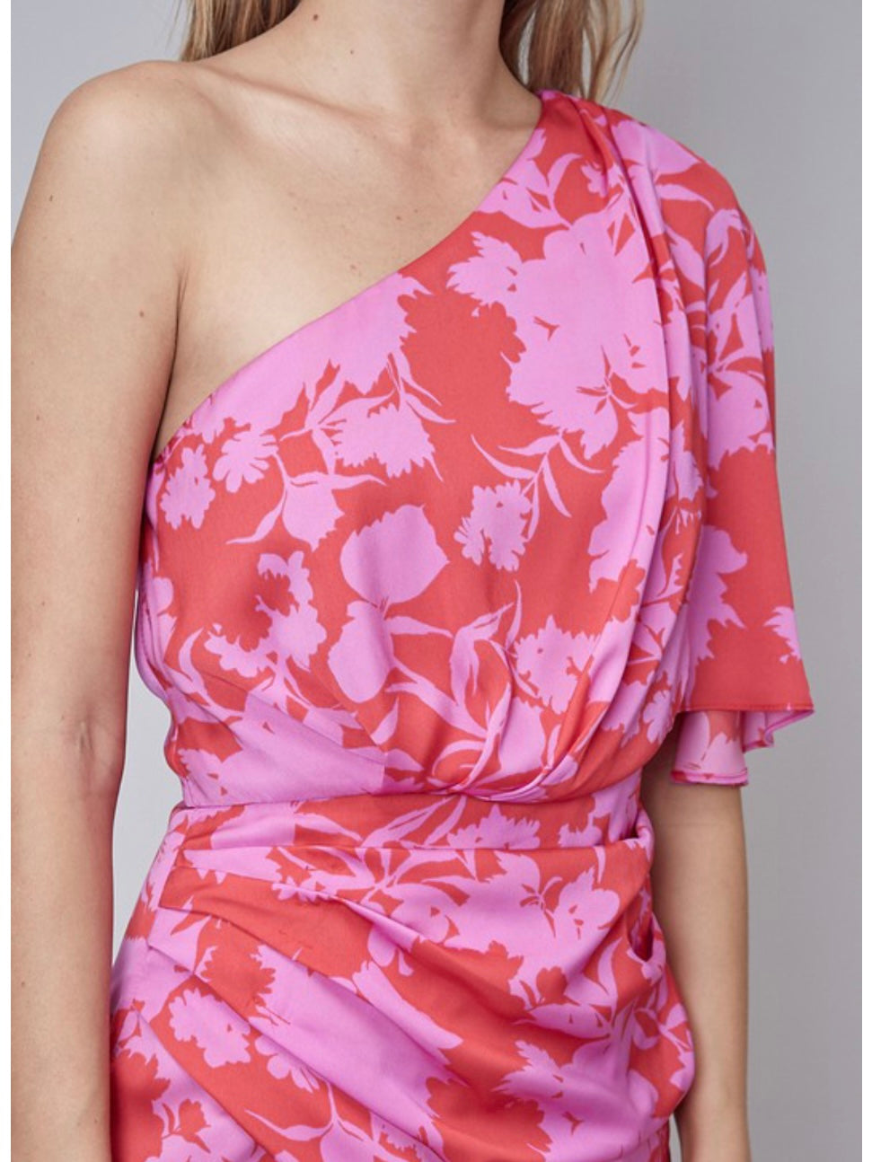 Berry Print One Shoulder Dress