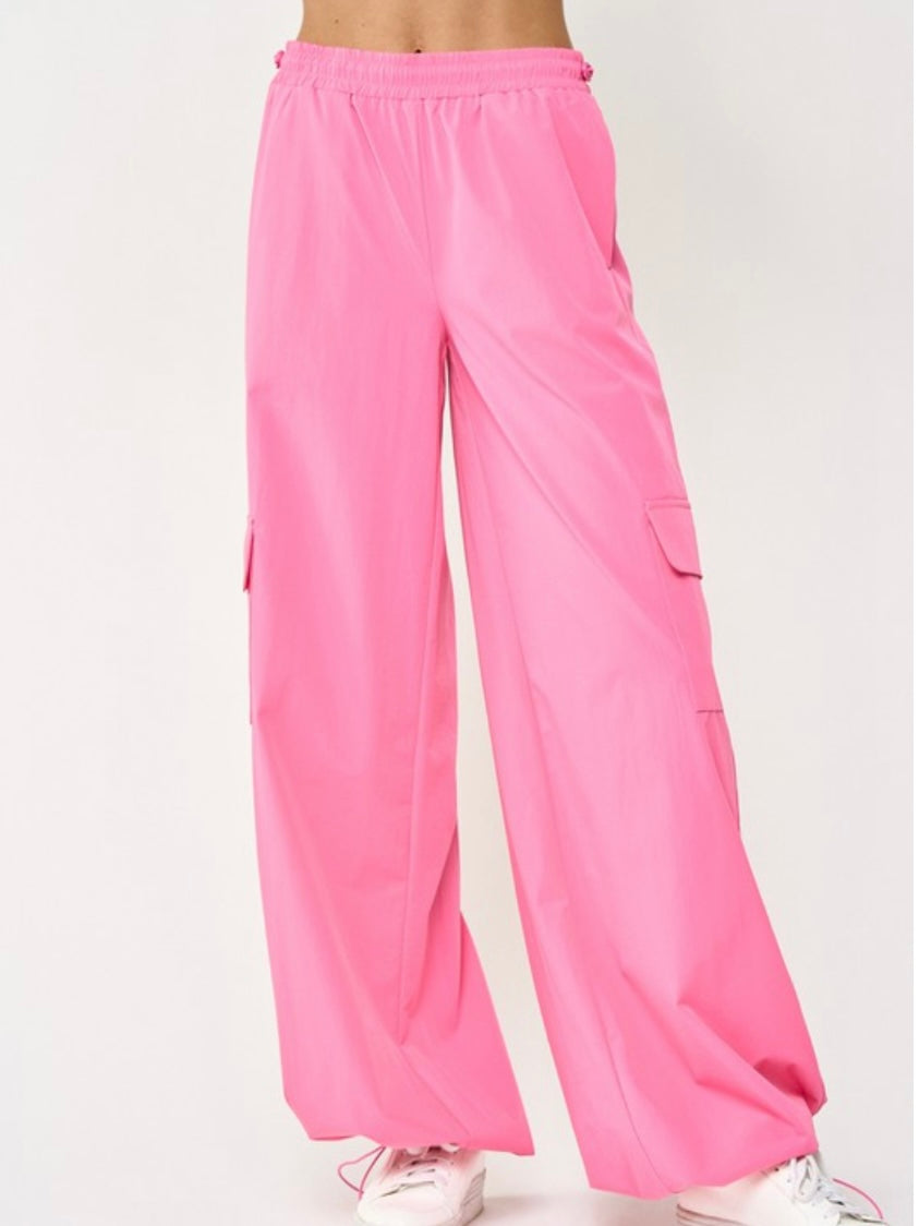 Bubble Gum Pink Nylon Jogger