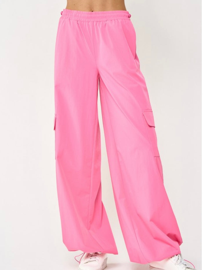 Bubble Gum Pink Nylon Jogger