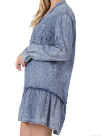 Blue Washed Chambray Drop Waist Short