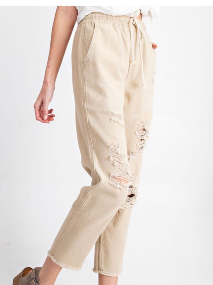 Distressed Cropped Pants
