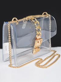 Chain Detail Clear Crossbody Bag