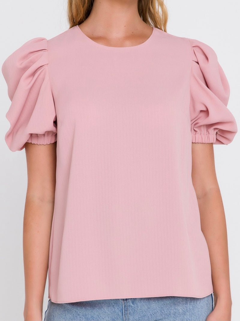 Pale Pink Ballon Sleeve Top