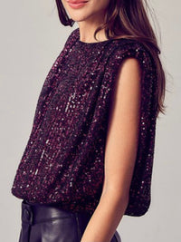 Sequin Muscle Sleeve Blouse