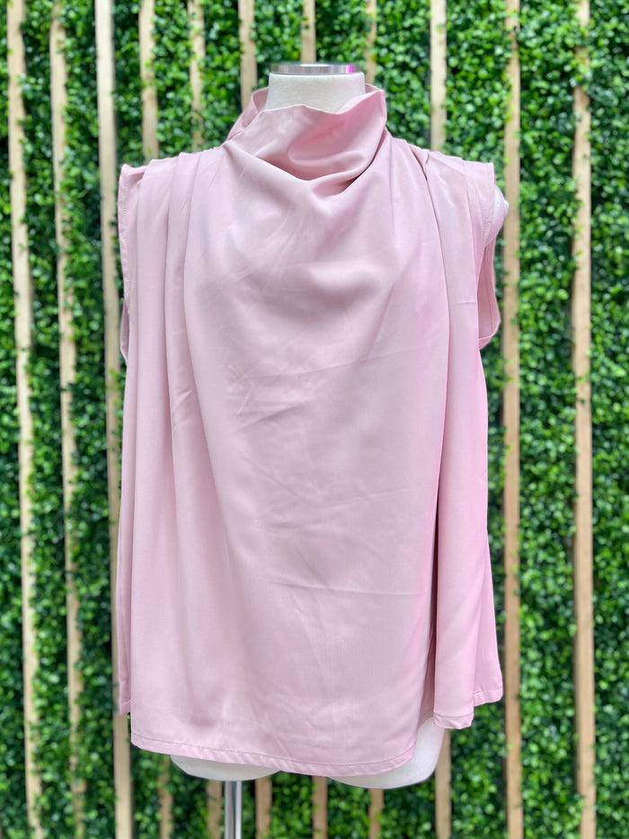 Dusty Pink Cowl Neck Top