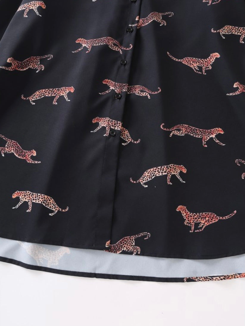 Tiger Print Blouse Dress