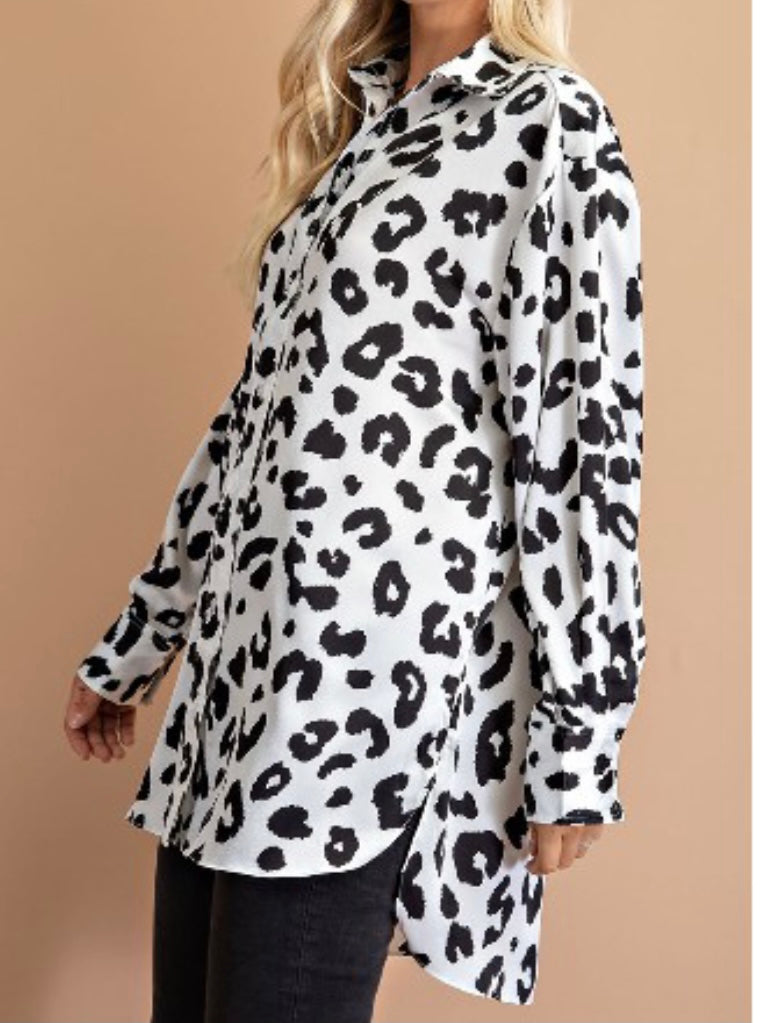 White Leopard Long Blouse