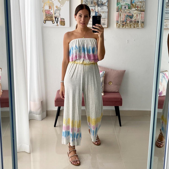 Ombre Strapless Ruffles Jumpsuit