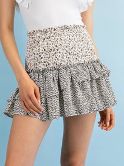 Animal Print Color Block Skort