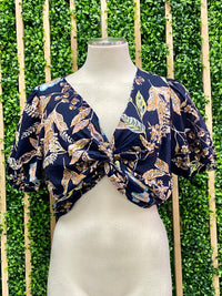 Navy Floral Crop Top