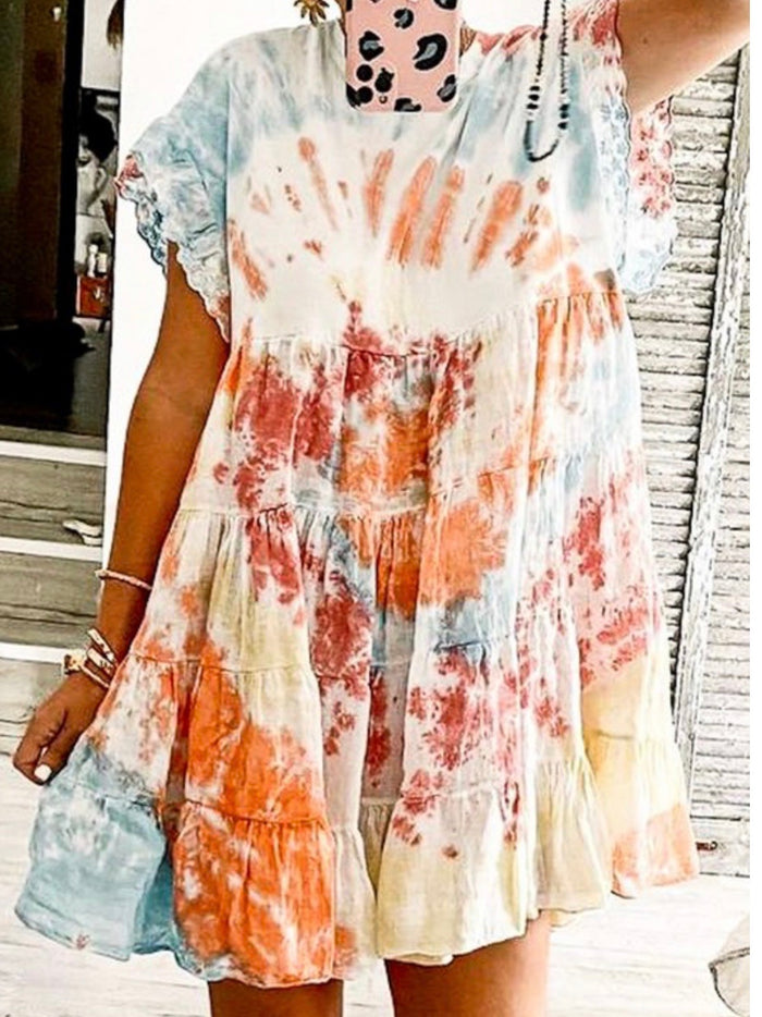 Tie Dye Tiered Short Deess