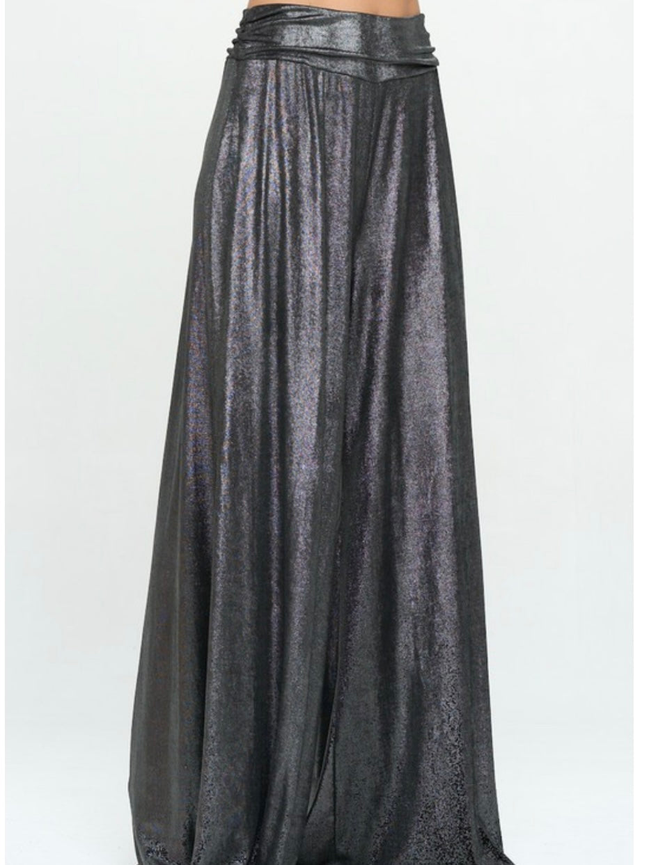 Wide Leg Metallic Pants