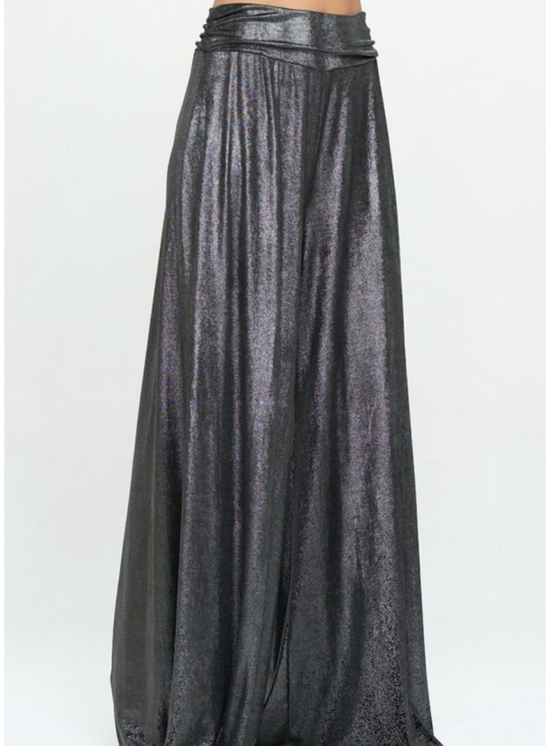Wide Leg Metallic Pants