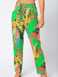 Green Tropical Print Pant