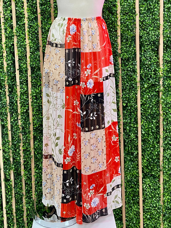 Floral Print Patchwork Pants