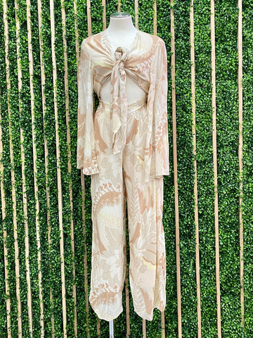 Green Ivory Blouse Jumpsuit