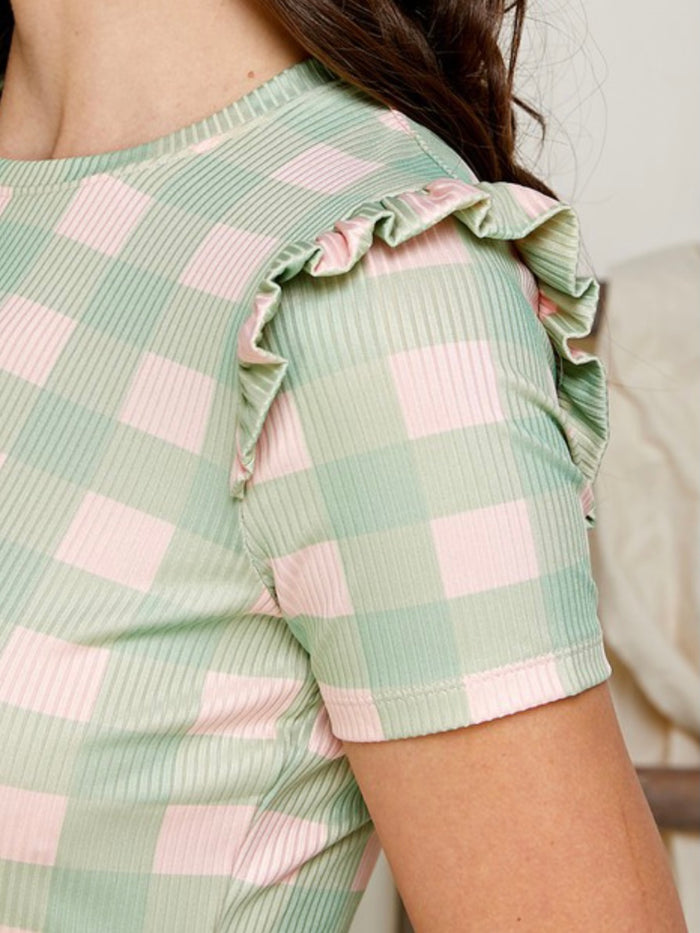 Mint Checkers Top