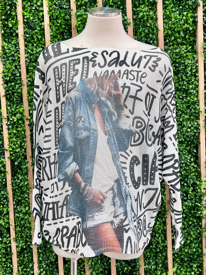 Letters Denim Girl Knit top