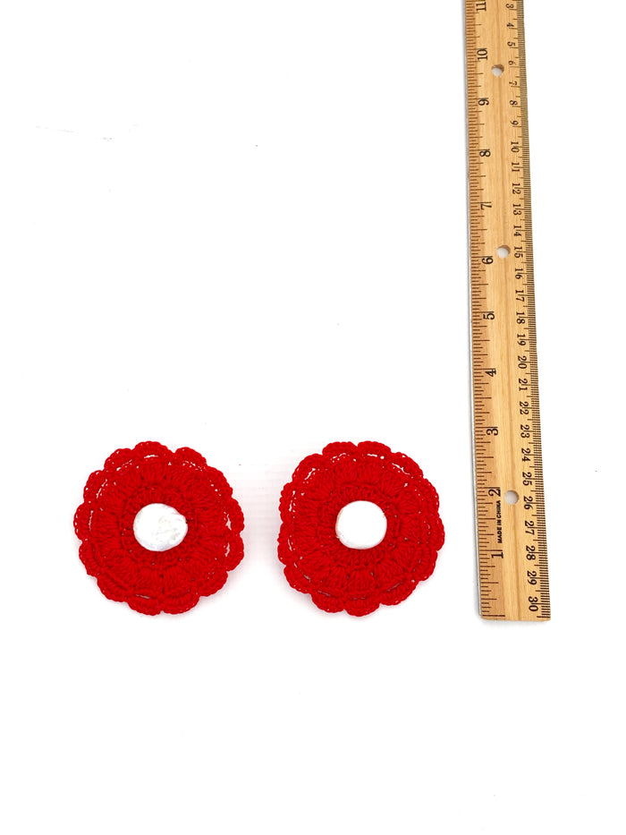 Red Crochet Pearl Earring