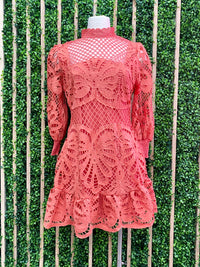 Rust Coral Lace Dress