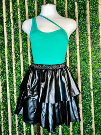 Pleather Ruffled Short Skirt