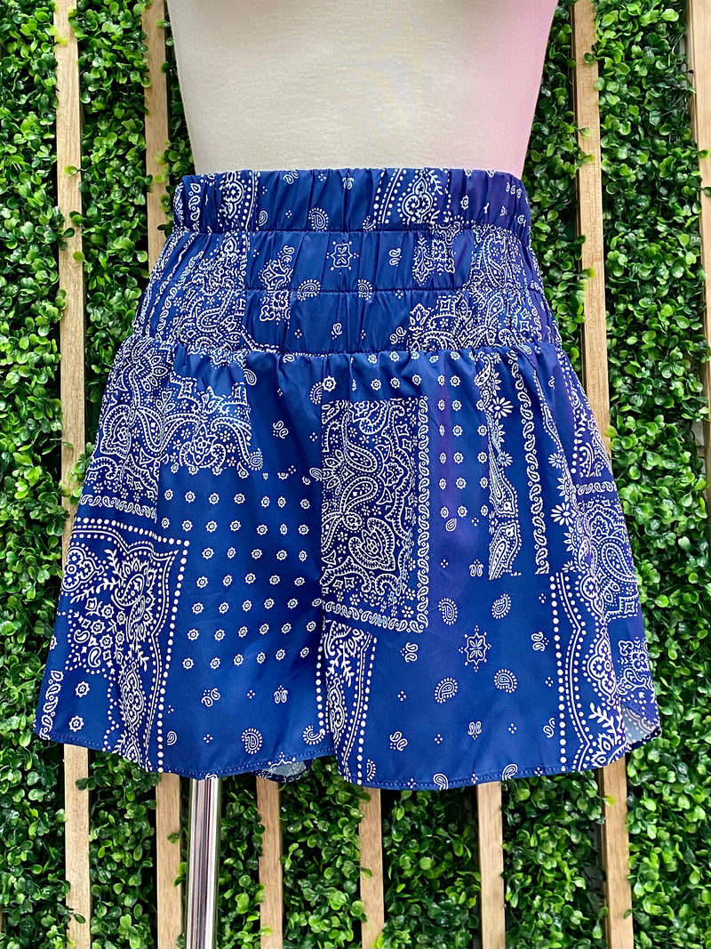 Navy Paisley Short Pant Set