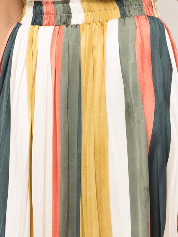 Multi Color Stripe Skirt Set