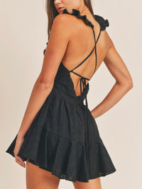 Black Eyelet Detail Ruffle Romper