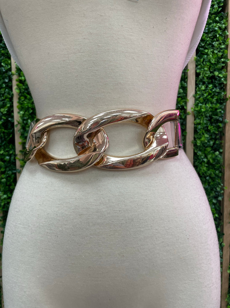 Gold Clear Chained Belt