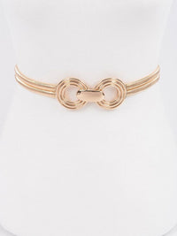 Textured Double Circles Metal Stretch Belt