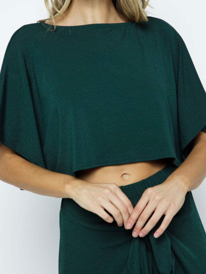 Hunter Green Cropped Top and Palazzo Set