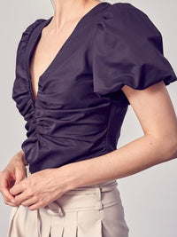 Classy V Neck Puff Sleeve Top