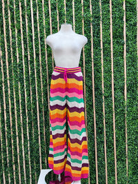 Delicate Bright Stripe Crochet Pant