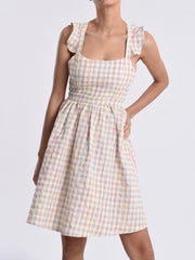 Multicolor Checkered Short Dress