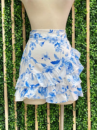 Malibu Blue Print Ruffled Skirt