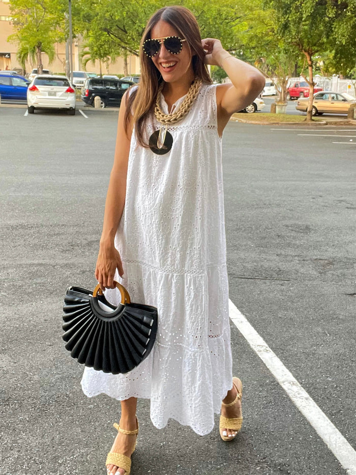 Sleeveless Eyelet Maxi Dress